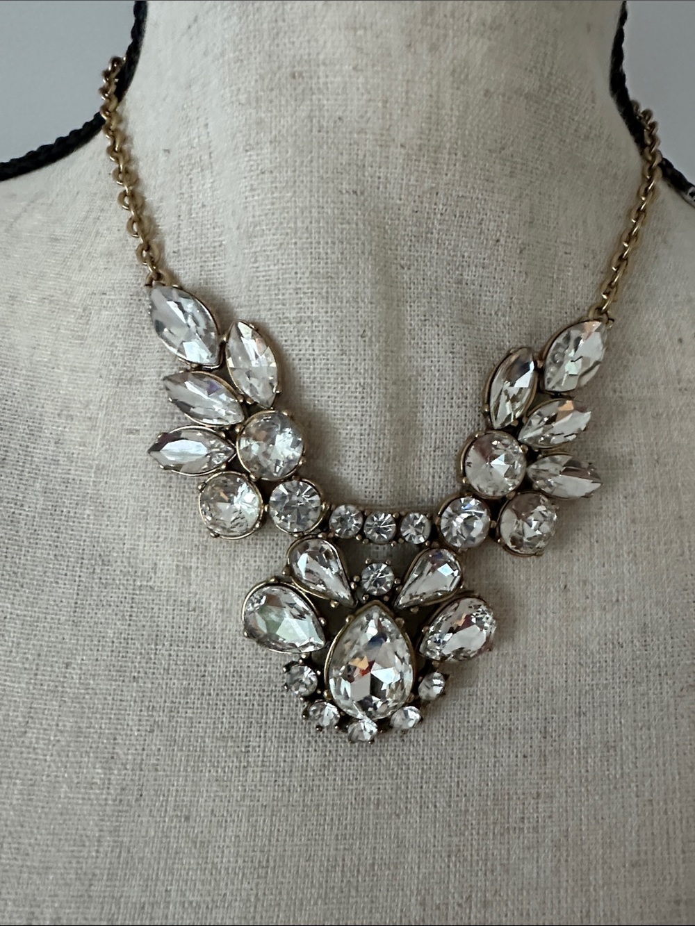 J. Crew Gold-Tone Clear Crystal Statement Necklace